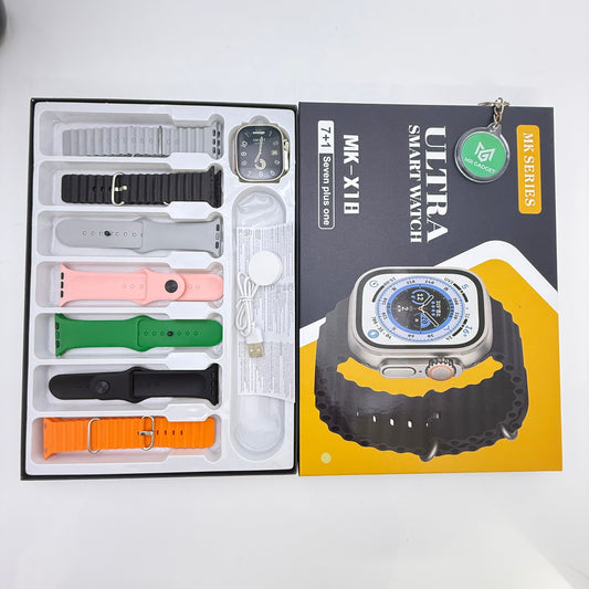 MK-X18 Ultra Smart Watch Bluetooth Calling | Fitness Tracker | 7+1 Multi-Function | Stylish Rugged Design | Compatible with Android & iOS