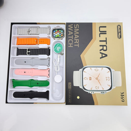 Smart Watch M69 Ultra 7+1 Straps HD Big Screen Men Women Smartwatch Bluetooth Call Bluetooth Music Sleep Monitoring Wireless Charging Watch