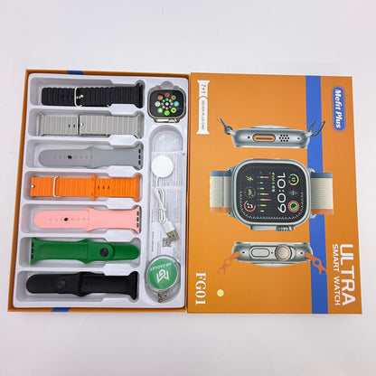 FG01 Ultra 7 In 1 Strap New Smart Watch 49mm 2.01inch Full Touch Screen Sport Fitness Bluetooth Call Smartwatch Life Waterproof Heart Rate Blood Pressure Sleep Monitor