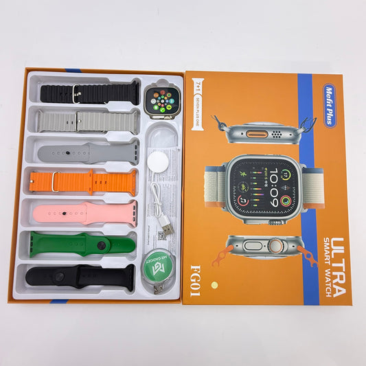 FG01 Ultra 7 In 1 Strap New Smart Watch 49mm 2.01inch Full Touch Screen Sport Fitness Bluetooth Call Smartwatch Life Waterproof Heart Rate Blood Pressure Sleep Monitor
