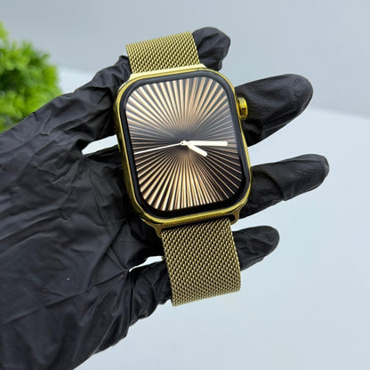 Apple Logo Smart Watch Gold Edition Dual Strap
